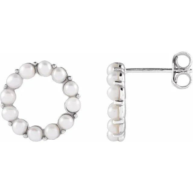 Open Circle Pearl Studs