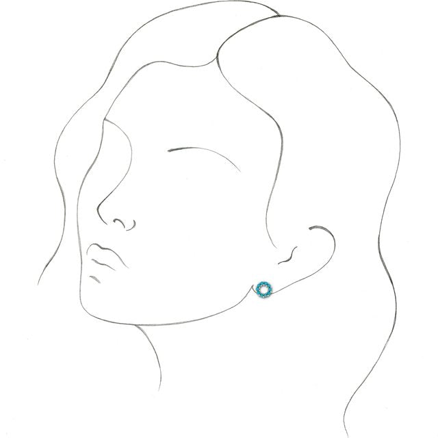 Turquoise open circle stud earrings — angled view