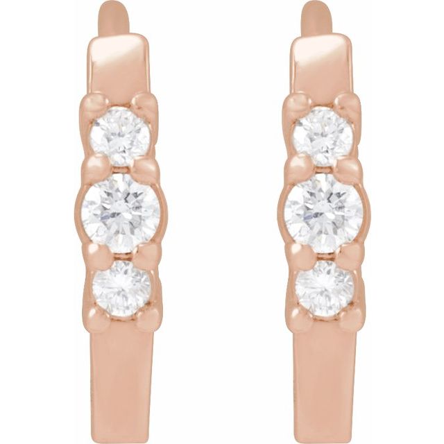14k yellow gold Princessa natural diamond huggie earrings small — side view