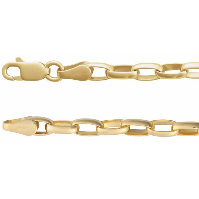Sterling silver puffed oval cable chain necklace — draped view