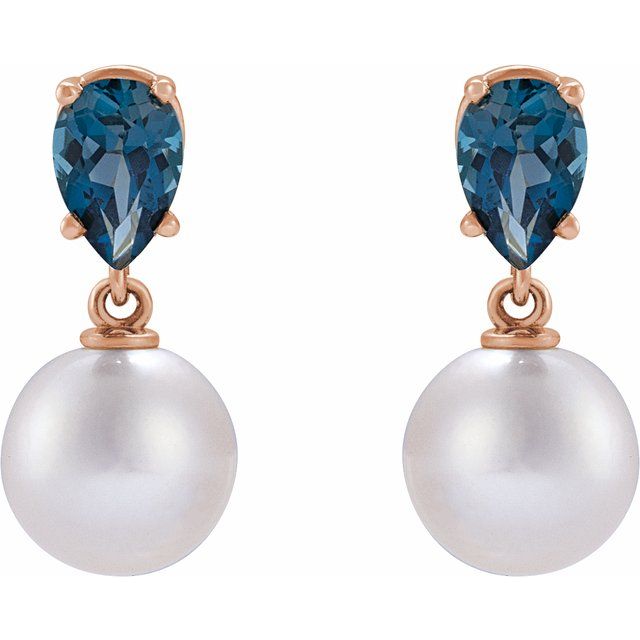 14k white gold Mademoiselle pearl drop earrings — front view