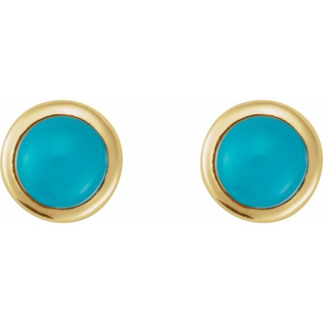14k yellow gold turquoise bezel press-fit stud earrings — side view