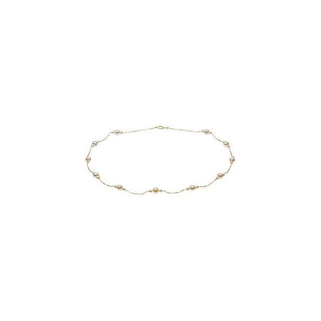 14k yellow gold freshwater pearl accent necklace — front view
