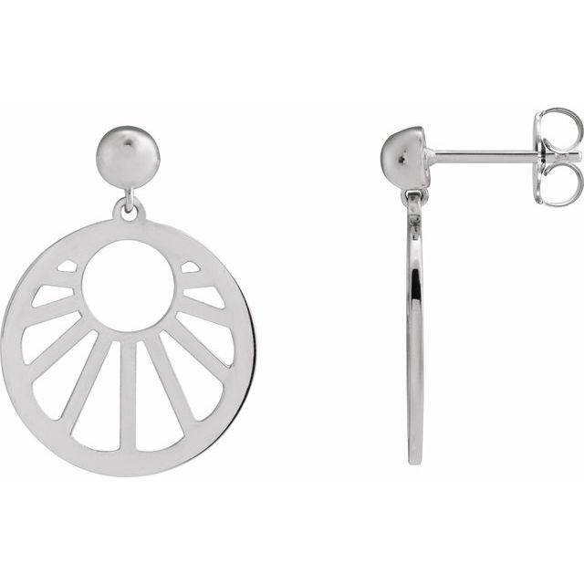 14k yellow gold sunrise earrings — angled view