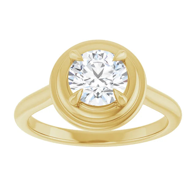 14k yellow gold intentionality ring with lab grown diamond — top view