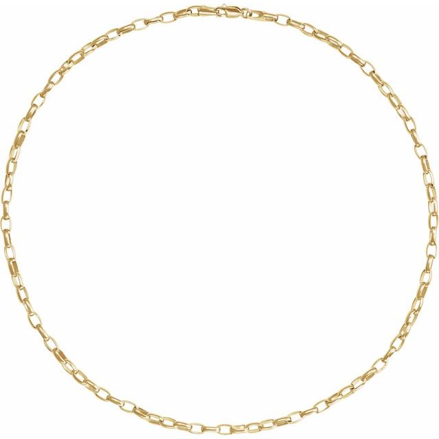 Sterling silver puffed oval cable chain necklace — alternate view