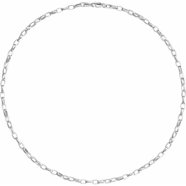 Sterling silver puffed oval cable chain — draped view