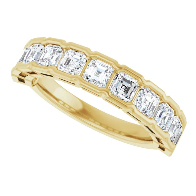18k yellow gold Swinging 20s lab diamond eternity band — left view