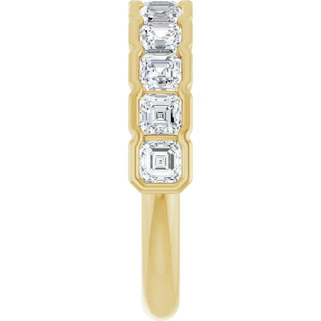 18k yellow gold Swinging 20s lab diamond eternity band — through view