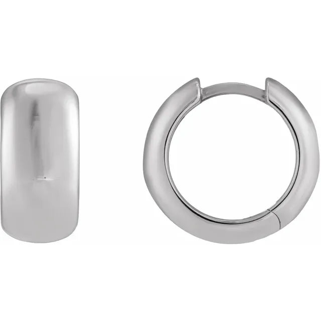 Sterling silver chubby huggie earrings medium — front view