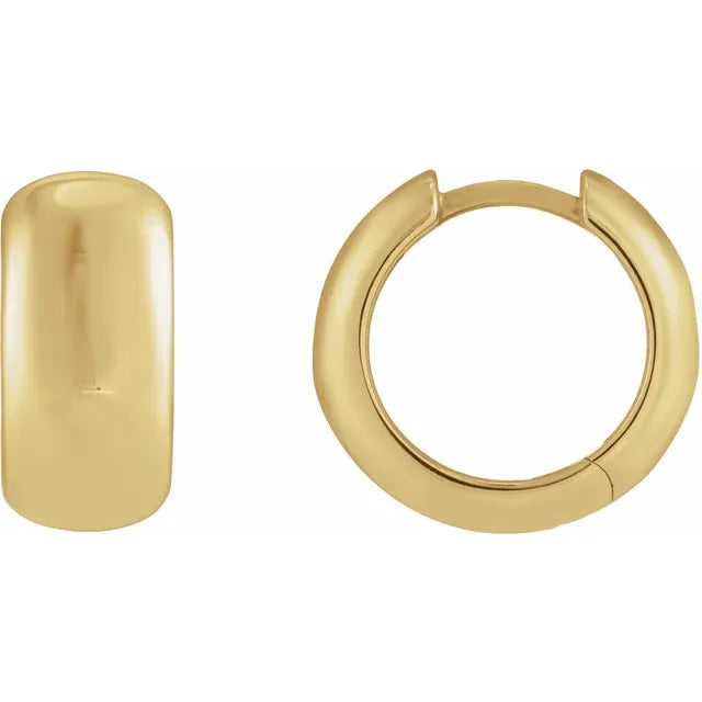 14k yellow gold chubby huggie earrings medium — front view