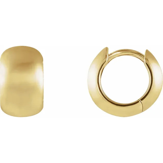 14k yellow gold chubby huggie earrings small — front view