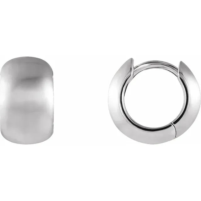 Sterling silver chubby huggie earrings small — front view