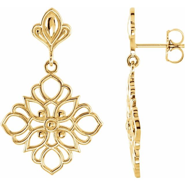 Le clover drop earrings — worn on ear