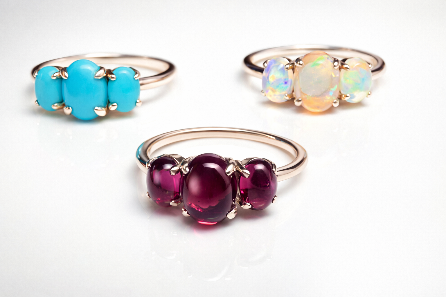14k yellow gold turquoise cabochon ring — worn on hand