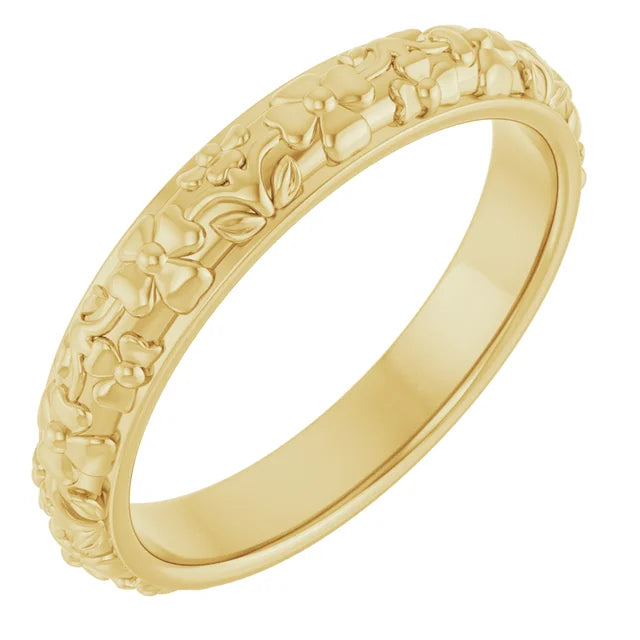 Sterling silver flower power stacking ring — right view