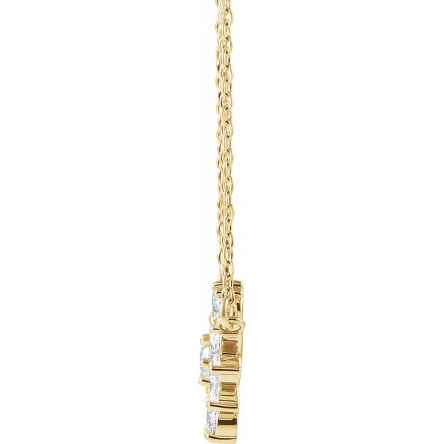 14k white gold snowflake diamond pendant necklace — front view