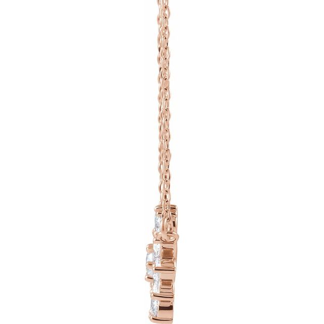 14k rose gold snowflake diamond necklace — alternate view