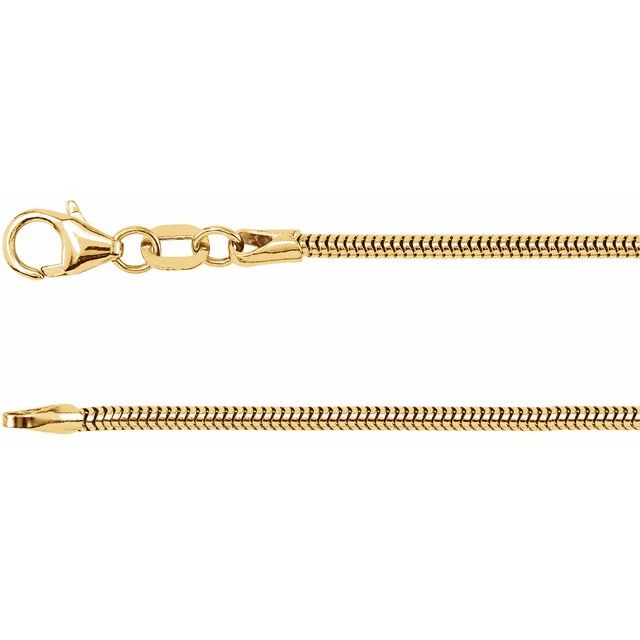 14k yellow gold petite snake chain necklace — close-up