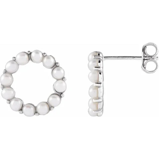 Open Circle Pearl Studs