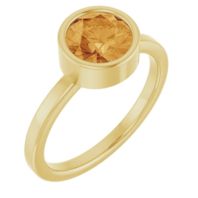 14k yellow gold citrine bezel ring — right view