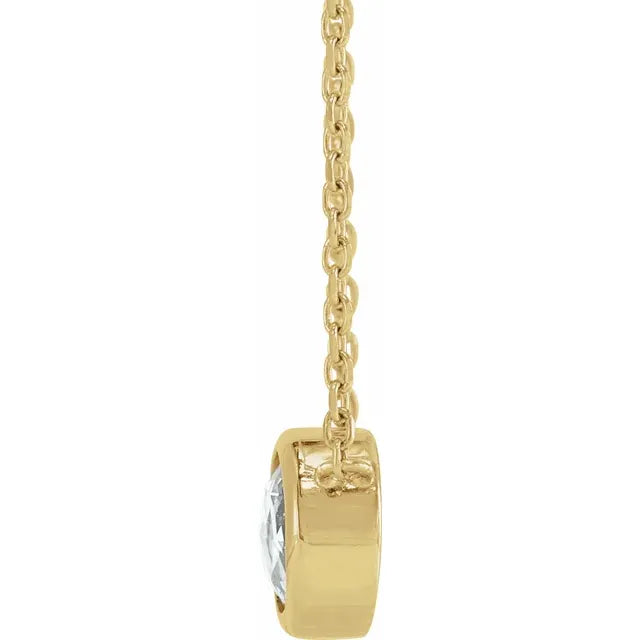 14k rose gold rose-cut lab grown diamond pendant necklace — front view