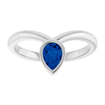 14k yellow gold candlelight ring with sapphire — top view