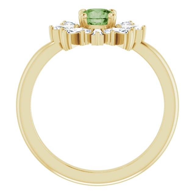 14k yellow gold sputnik ring — angled view
