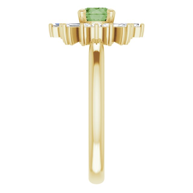 14k yellow gold sputnik starburst ring — close-up