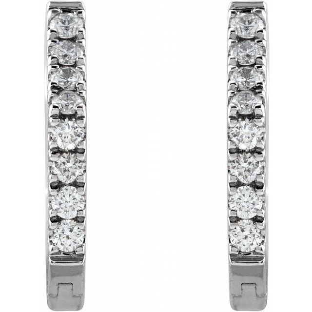 14k white gold sextagon diamond huggie earrings — side view