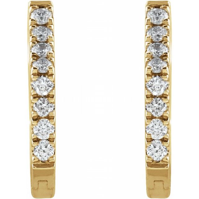 14k yellow gold sextagon diamond huggie earrings — alternate view