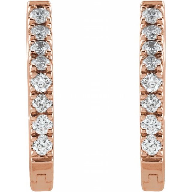 14k yellow gold sextagon diamond huggie earrings — side view