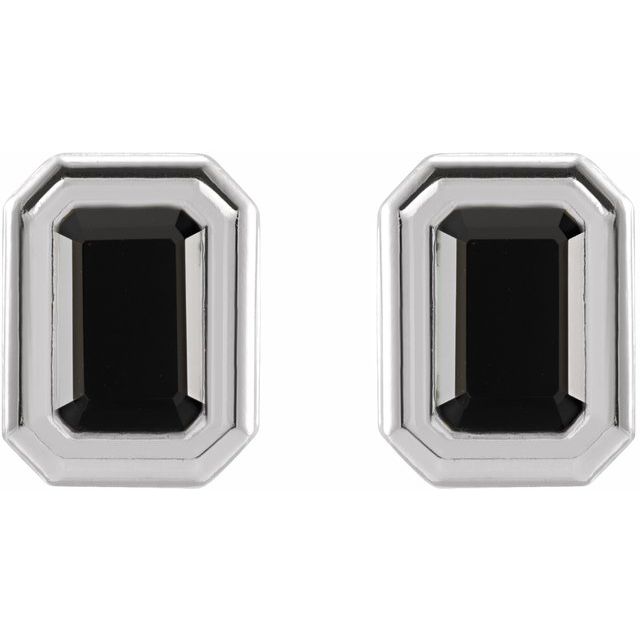 14k yellow gold Deco-Revival studs with black onyx — front view