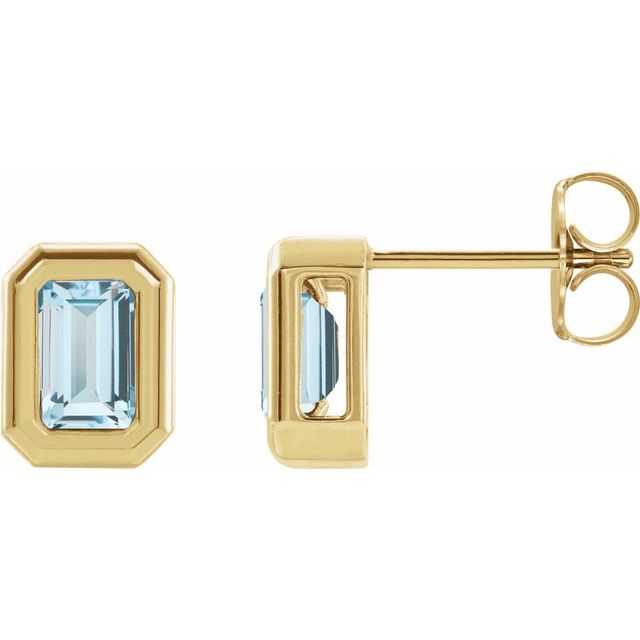 14k yellow gold Deco-Revival stud earrings — lifestyle styled