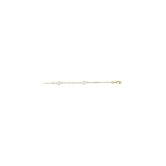 14k yellow gold pearl station necklace — worn
