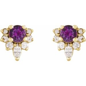 Sterling silver vampy stud earrings — front view