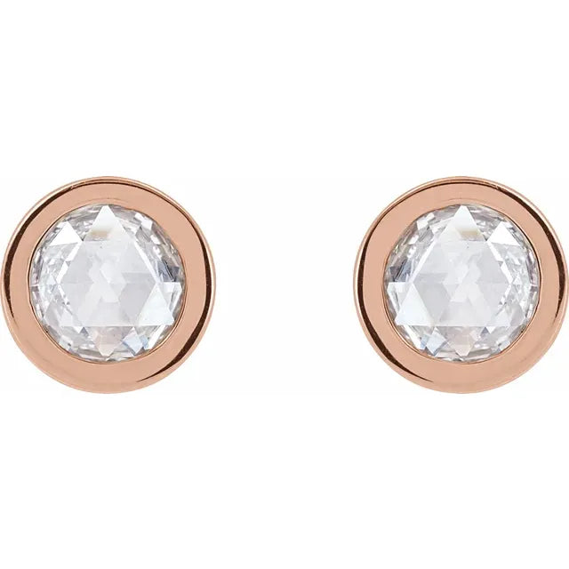 Lab grown rose-cut diamond stud earrings — lifestyle styled