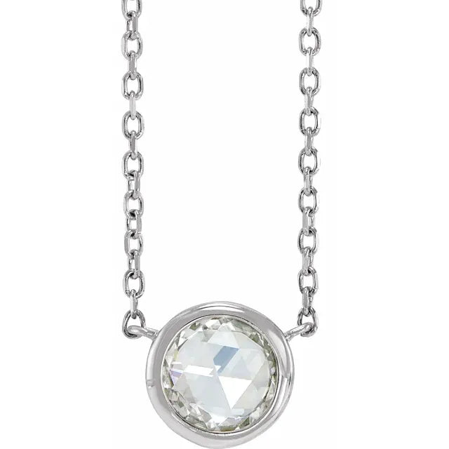 14k yellow gold rose-cut diamond necklace — worn