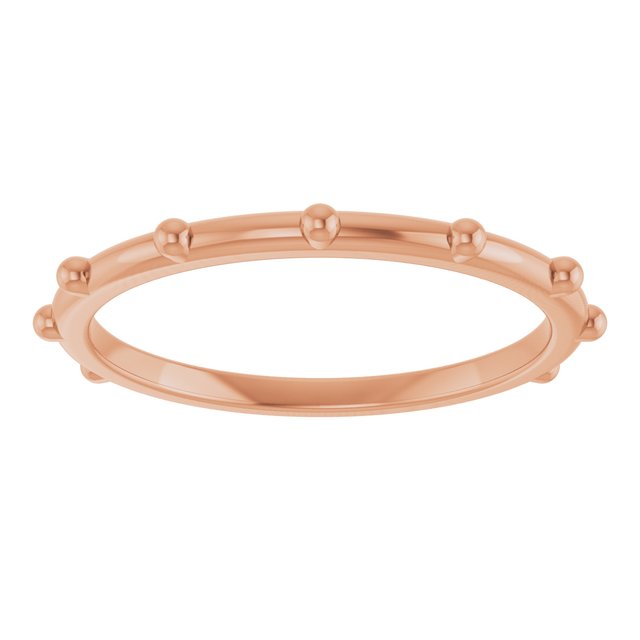Sterling silver beaded station band ring — side view