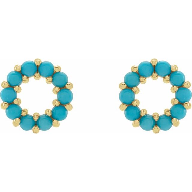14k yellow gold turquoise open circle studs — alternate view