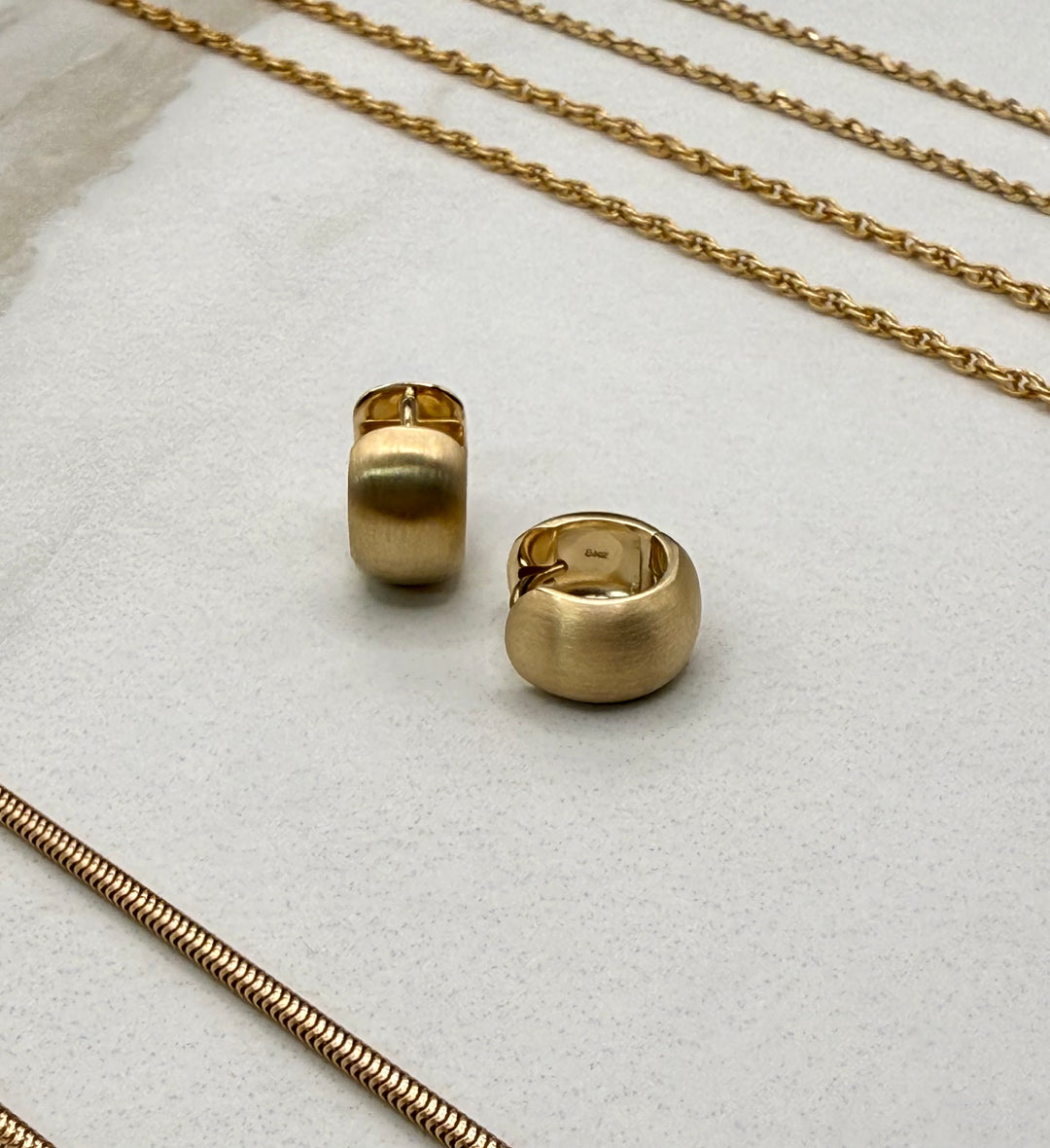 14k yellow gold petite snake chain necklace — styled