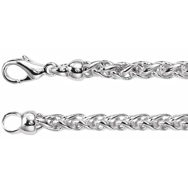 Sterling silver 4mm wheat chain bracelet