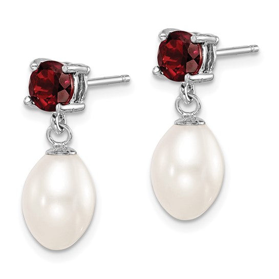 Pearl droplet earrings in sterling silver — lifestyle styled