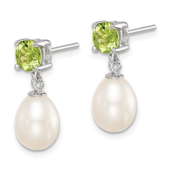 Pearl droplet earring with gemstone accent — alternate view