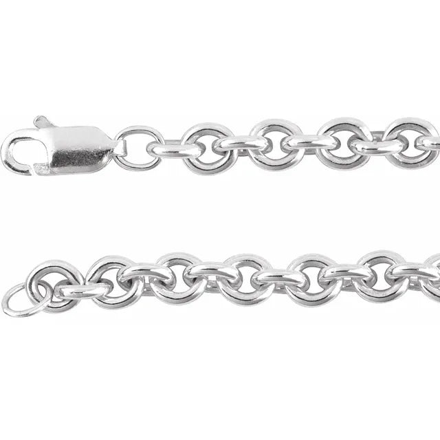 Sterling silver heavy duty cable chain necklace — clasp close-up