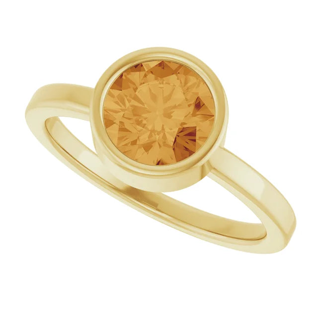 14k yellow gold citrine bezel ring — left view