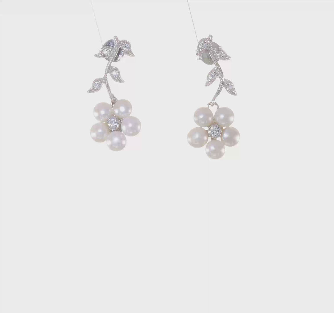 Pearl Floral Drop Earring